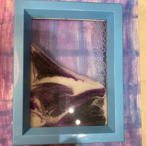 Art in Motion, Sand Painting! Reversible! Purple/white sand Blue & White Frame🌊 - Picture 7 of 12